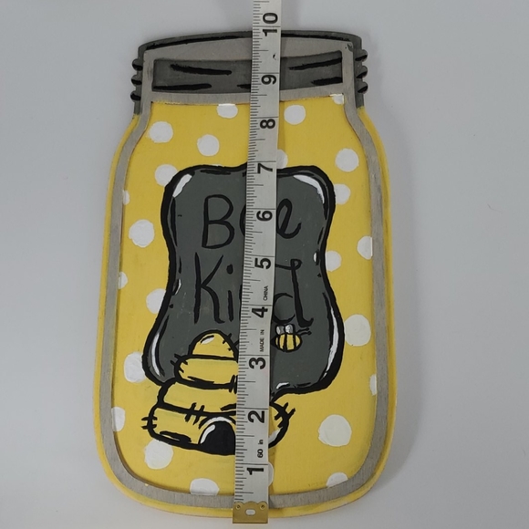 HAND PAINTED "Bee Kind" Wooden Mason Jar Decor - Picture 5 of 5